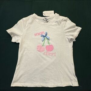 White Kids Shirt with Pink Cherry Design